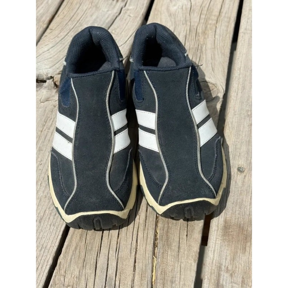Cross Trekkers | Navy Blue Leather Slip-On Athletic Walking Shoes | 7